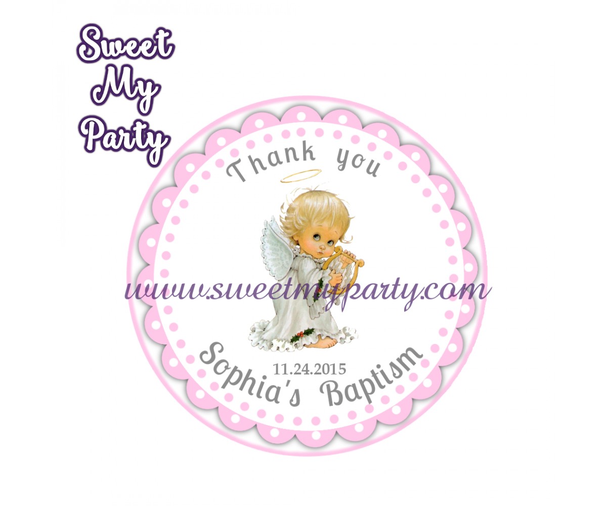 Girl Baptism stickers,Girl Christening thank you tags,(10)